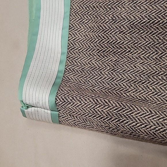 Loft, Size 10P, Wool Blend A-Line Skirt, Brown Herringbone Pattern, Green Accent - Picture 9 of 12